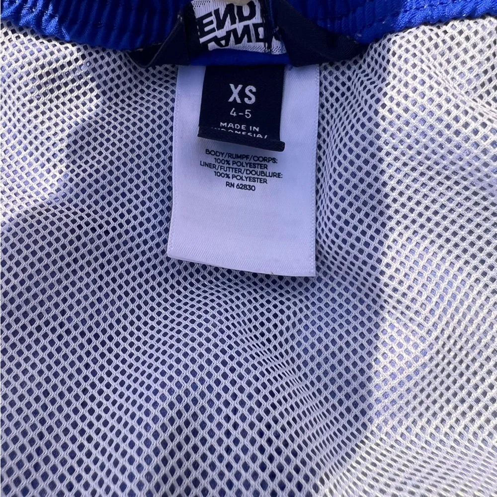 Lands’ End Boys Rash Guard Swim Set XS 4-5 Blue Neon + Swim Trunks